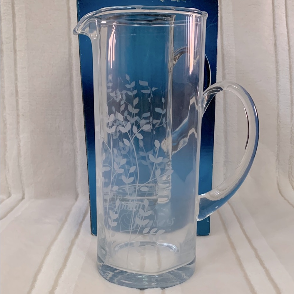 Spring Shadows Pitcher Hand-Cut Clear Glassware - Picture 2 of 5
